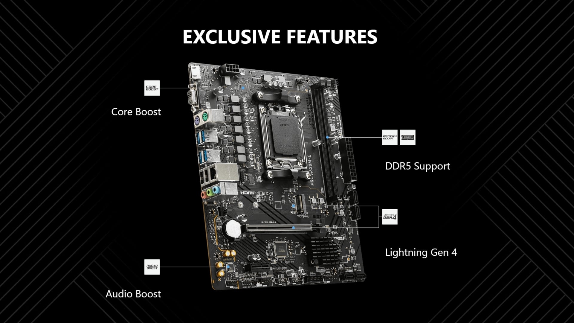 Bo Mạch Chủ MSI PRO A620M-E - Công nghệ bộ nhớ DDR5 tiên tiến