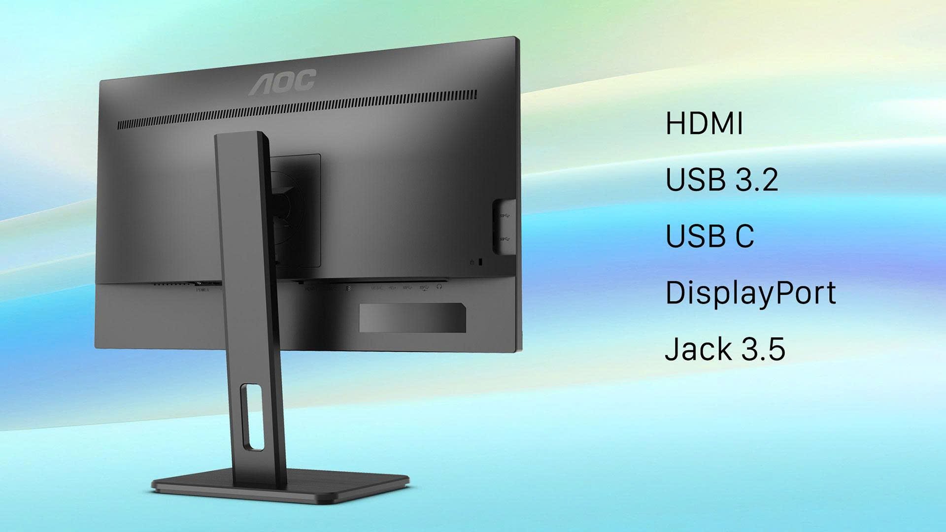 Màn hình Design AOC U27P2C/74 - trang bị đủ các cổng kết nối cần thiết và tiện lợi