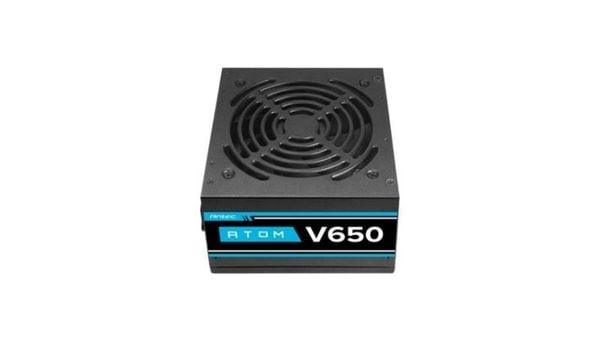 Nguồn Antec Atom V2 650 sở hữu thiết kế quen thuộc với tông màu đen chủ đạo