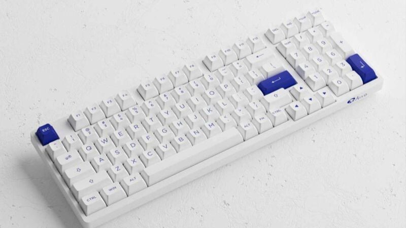 Akko 3098B Multi-Modes Blue on White sở hữu layout 98 phím tinh gọn với đầy đủ cụm phím số bên phải