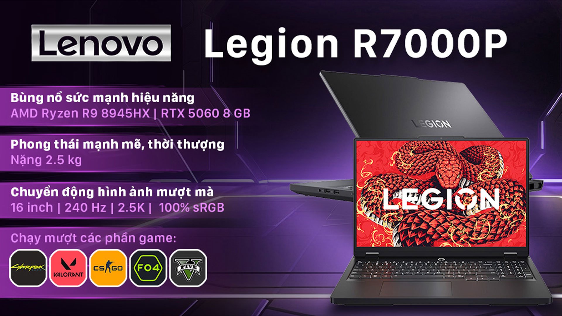 Lenovo Legion R7000P ADR10 2025 chiến game đỉnh cao