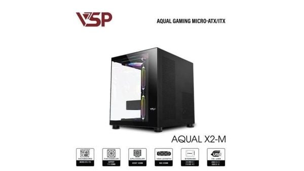 Thùng máy Case Aqual X2-M Đen được trang bị đầy đủ các cổng kết nối