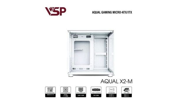 Thùng máy Case Aqual X2-M màu Trắng  được trang bị các cổng kết nối