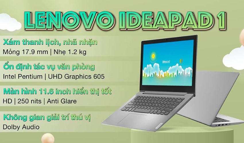 Lenovo Ideapad 1 11IGL05 N5030 là một chiếc laptop gọn nhẹ