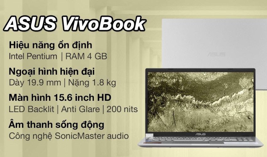 Laptop Asus VivoBook X515KA N6000 là một lựa chọn xuất sắc dưới 10 triệu đồng