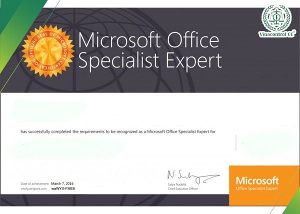 Chứng chỉ Microsoft Office Specialist