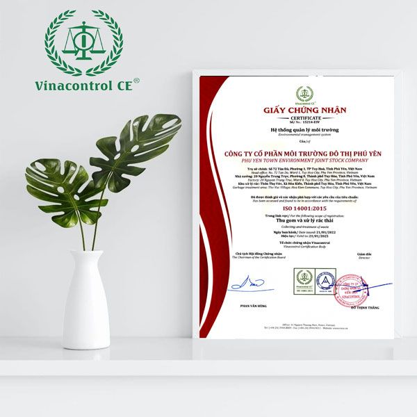 Chứng chỉ ISO 14001 được Viện đào tạo Vinacontrol cấp cho doanh nghiệp đạt tiêu chuẩn