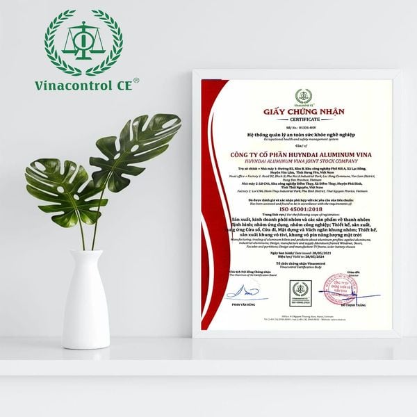 Chứng chỉ ISO 45001 được cấp bởi Viện đào tạo Vinacontrol