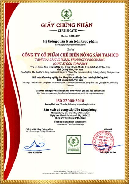 Viện đào tạo Vinacontrol cấp giấy chứng nhận ISO 22000 hợp pháp cho doanh nghiệp đạ tyêu cầu