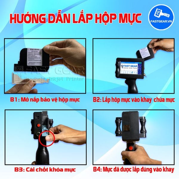 hướng dẫn lắp mực in date máy in mini cầm tay