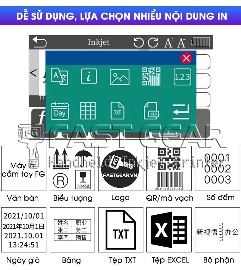 máy in date cầm tay FG 50 khổ in siêu lớn 50mm