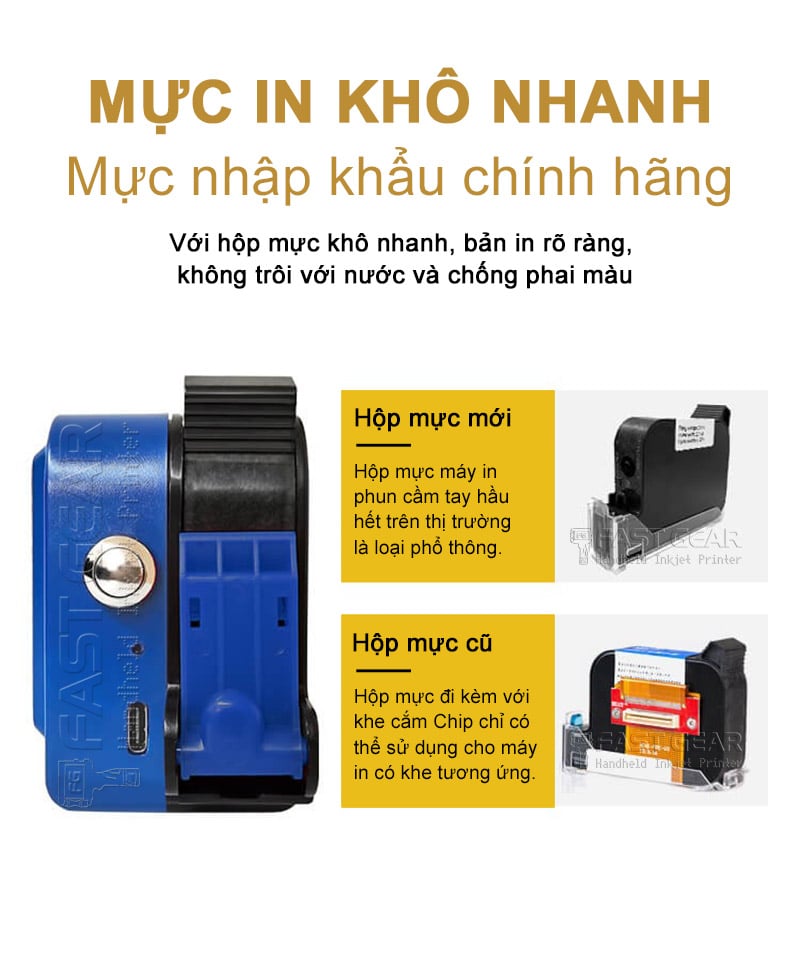 Máy in date cầm tay mini fg 16 mực in date khô nhanh