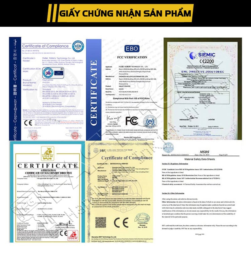 Máy in date cầm tay mini fg 16 giấy chứng nhận sản phẩm