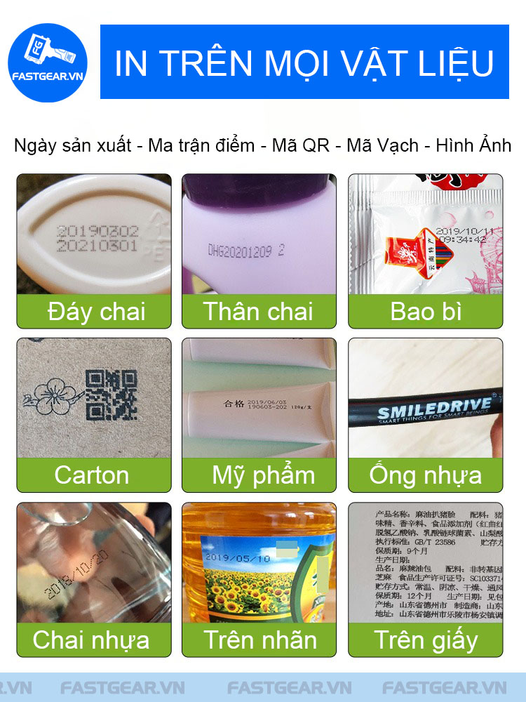 máy in phun date cầm tay giao diện tiếng việt in ngày sản xuất, hạn sử dụng, in date