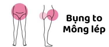 bụng to mông lép