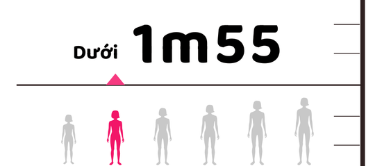 Dưới 1m55