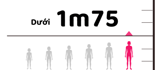 Dưới 1m75