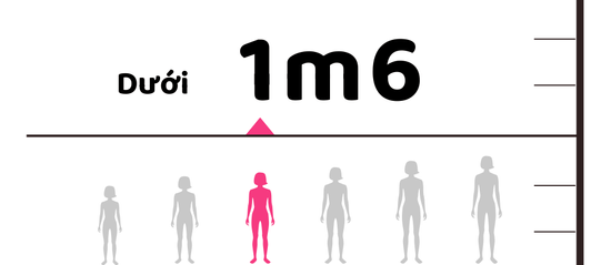 Dưới 1m6