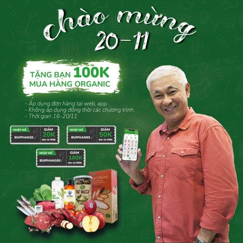 Mừng 20/11 - Tặng Bạn 100k Đi Chợ Organicfood.vn