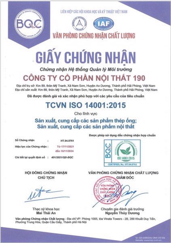 Chứng nhận nội thất