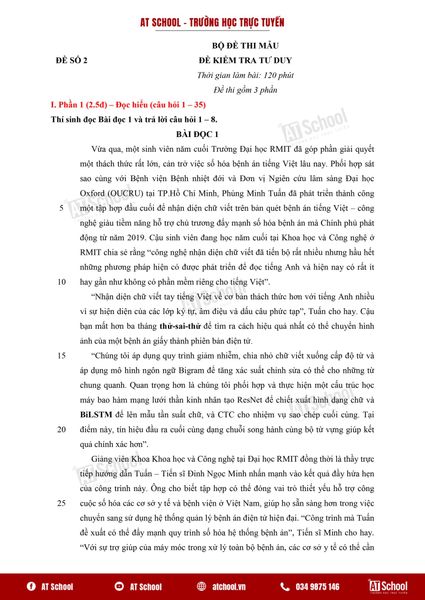 Đề kiểm tra Tư duy của Đại học Bách khoa Hà Nội - Có lời giải chi tiết