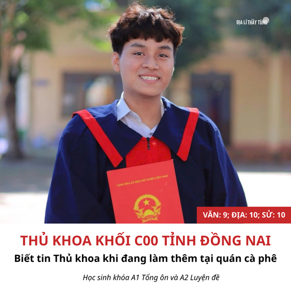Thủ khoa khối C00 tỉnh Đồng Nai 2025: Biết tin khi đang làm thêm ở quán cà phê