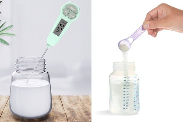 chuẩn bị nước ấm pha sữa