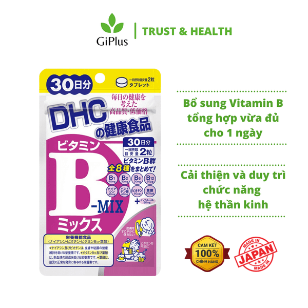 Viên Uống DHC Nhật Bản Vitamin B Mix 30 ngày Bổ Sung Vitamin B Tổng Hợp (60 Viên/Gói)