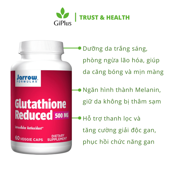 Viên Uống Trắng Da, Ngăn Ngừa Lão Hóa Jarrow Formulas Glutathione Reduced 500mg (60 Viên/Lọ) (2)