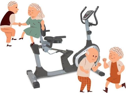 Xe đạp tập trong nhà giúp người cao tuổi yêu đời hơn
