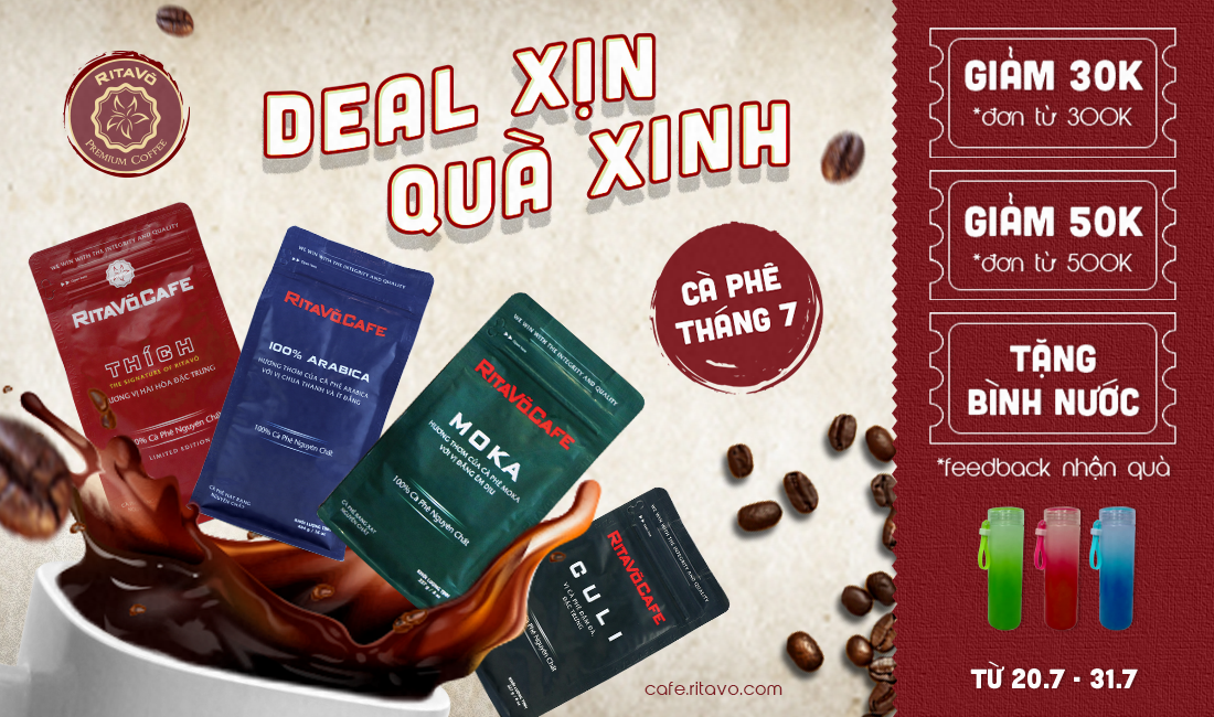 CAFE THÁNG 7 - Tặng deal xịn thêm quà cực xinh RitaVõ Cafe