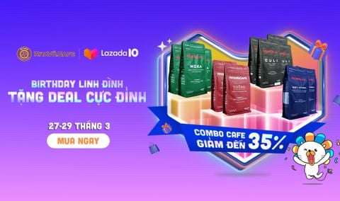 RITAVÕ CAFE TẶNG QUÀ MÊ LY MỪNG SINH NHẬT THẾ KỶ LAZADA