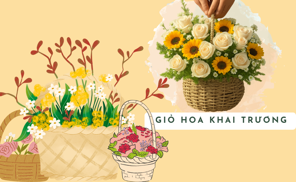 Giỏ Hoa Khai Trương để bàn đẹp