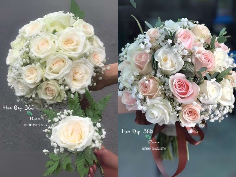 Mẫu hoa cưới cầm tay Lovely Girl - HC23 và Mẫu hoa cưới cầm tay Tình Yêu Chân Thành - HC59 tại Flosa