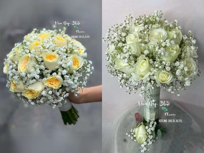 Mẫu hoa cưới cầm tay Bến Bờ Hạnh Phúc - HC64 và Mẫu hoa cưới cầm tay Thanh Khiết - HC67 tại Flosa
