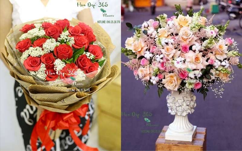 Mẫu hoa hồng All Of Love - HBT12 và mẫu hoa hồng Be Good - HCB06 tặng mẹ tại Flosa