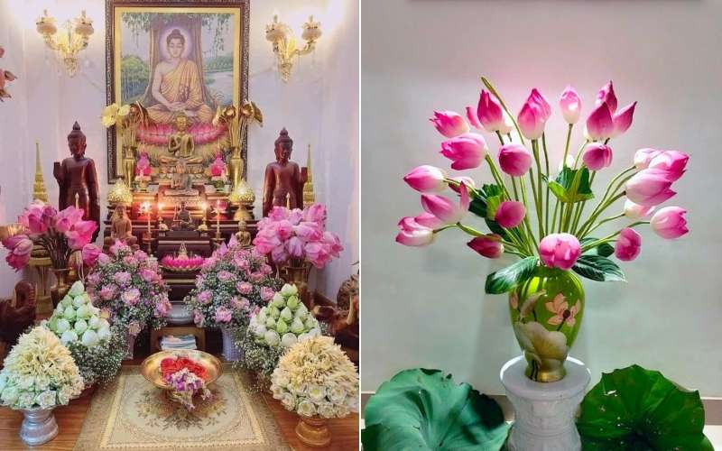Số lượng hoa sen cần cắm cho bàn thờ thường là số lẻ và tùy thuộc vào kích thước bàn thờ mà có thể nhiều hoặc ít hơn