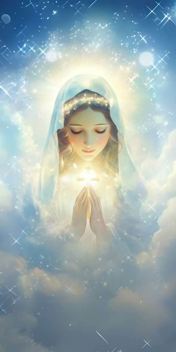 Hình nền điện thoại lung linh hình Đức Mẹ Maria đang cầu nguyện