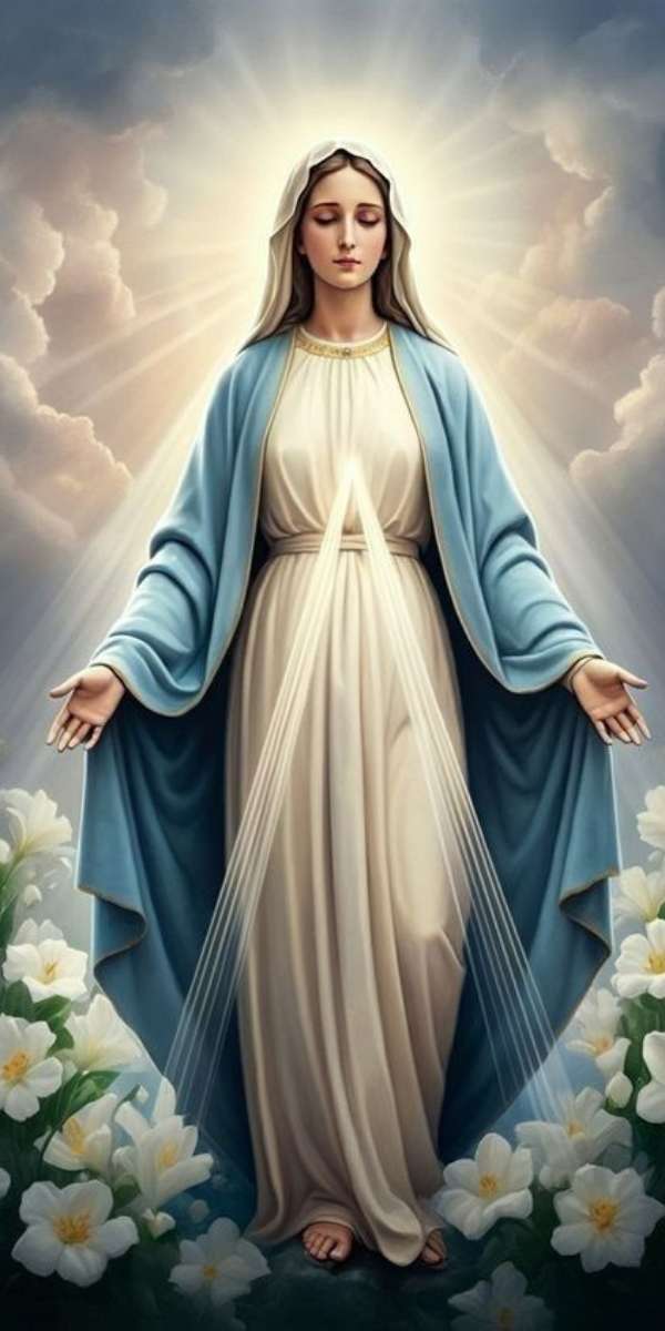 Hình nền điện thoại trang nhã với Đức Mẹ Maria dang rộng vòng tay