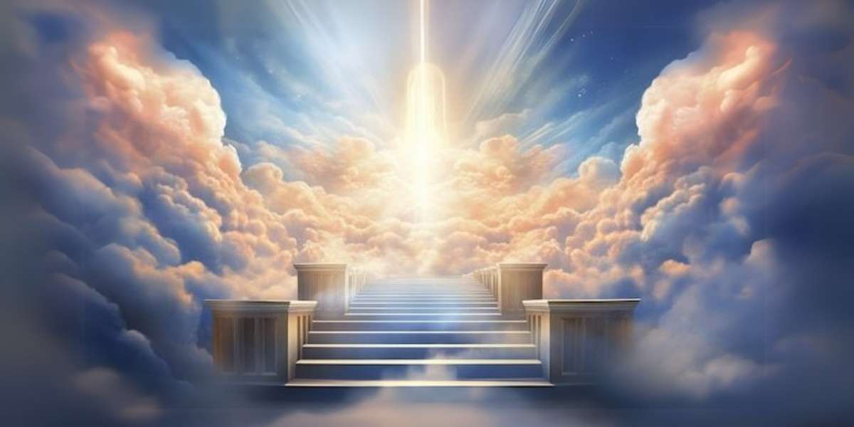 Hình nền laptop gợi nhắc về cánh cửa thiên đàng, biểu thị sự kết thúc hành trình trần thế và bước vào cõi vĩnh hằng bên Chúa