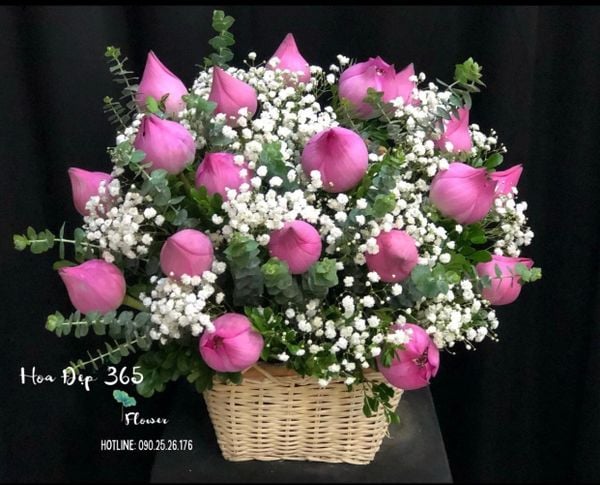 Giỏ hoa sen tặng thầy cô