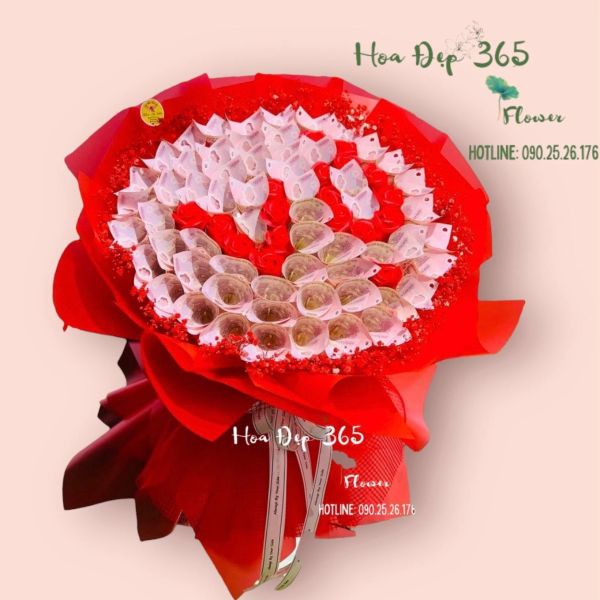 Bó hoa tiền 50k mix hoa chữ Vợ - BT23 là món quà 8/3 tặng vợ ý nghĩa