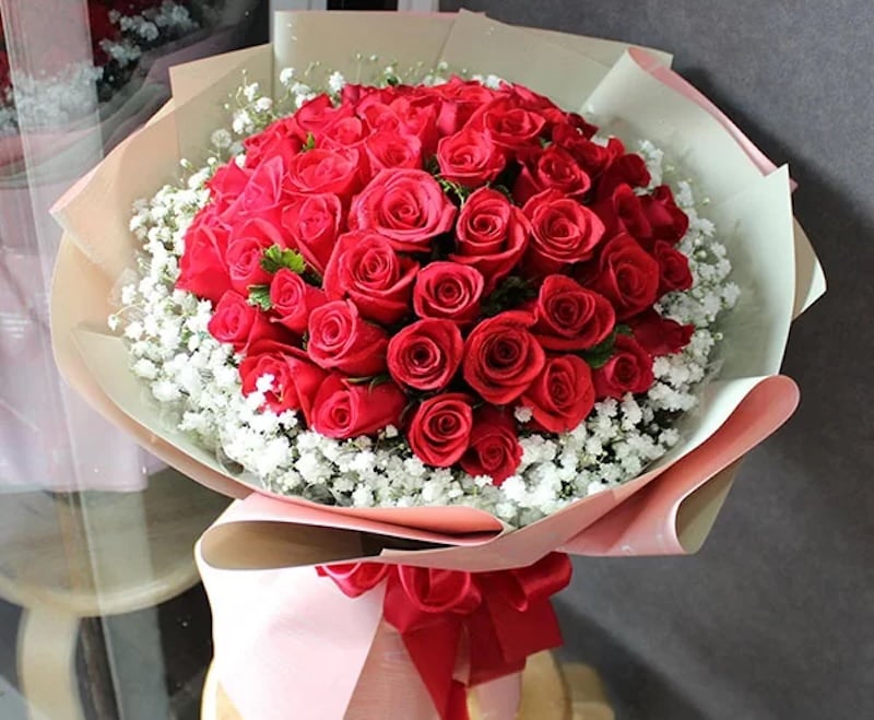 Bó hoa hồng mix hoa baby tặng sinh nhật vợ yêu