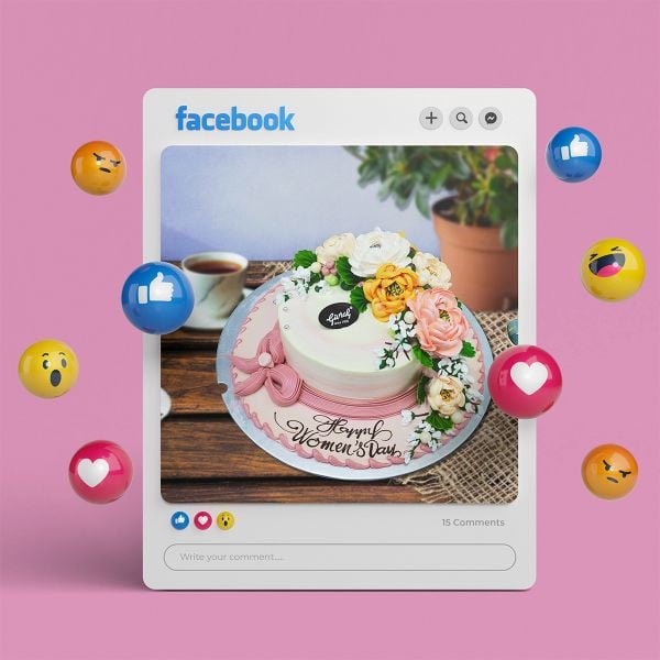 Mẫu bánh kem hình bắt hoa dành tặng mẹ nhân dịp 20/10.