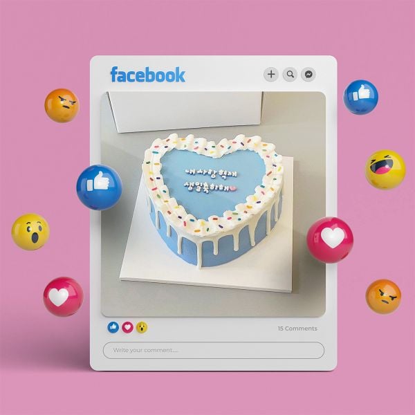 Mẫu bánh hình trái tim màu xanh xinh xắn.