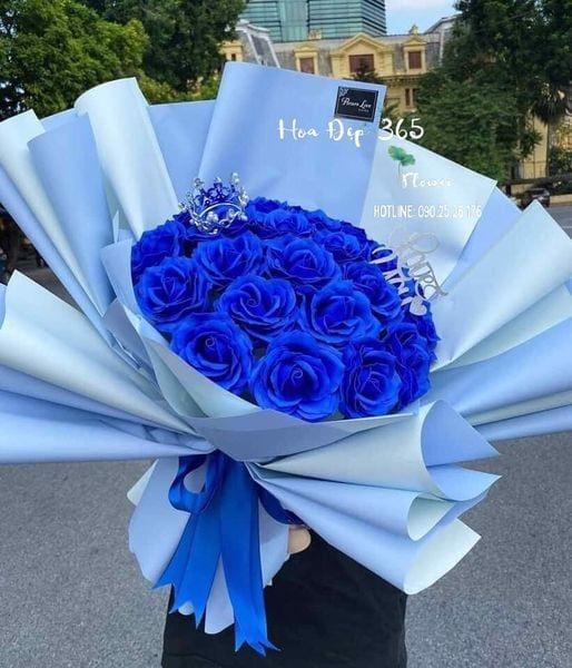Bó hoa hoa hồng tặng mẹ màu xanh độc đáo và tuyệt đẹp