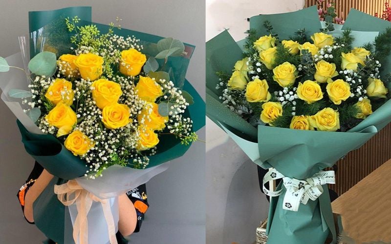 Hình ảnh bó hoa hồng mix hoa baby thật đẹp tặng sinh nhật bạn bè