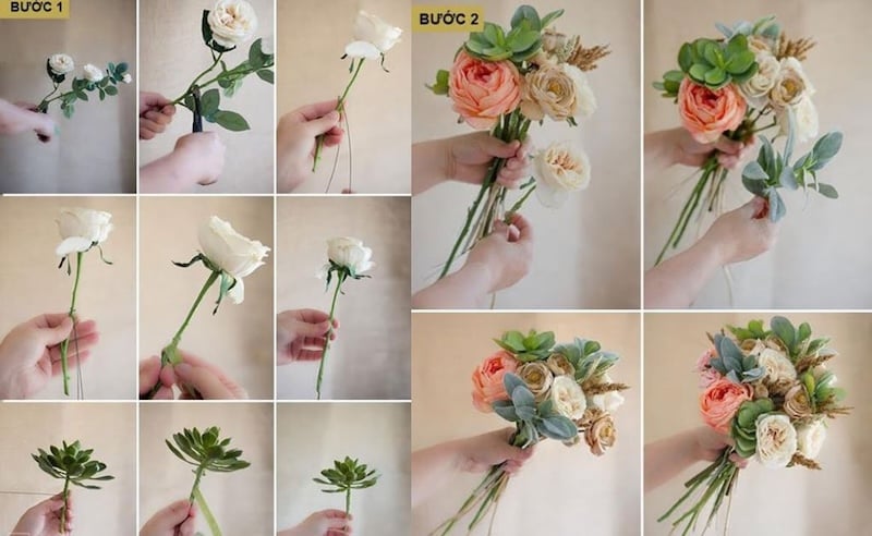 Hướng dẫn chi tiết các bước tự tay bó hoa cưới cầm tay đẹp tại nhà