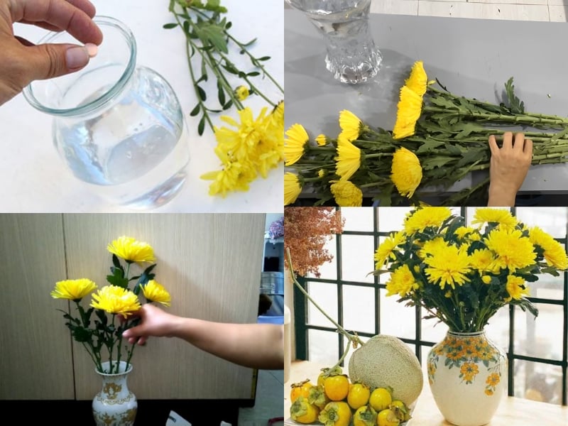 Cách cắm hoa cúc&nbsp;10 bông đơn giản mà đẹp