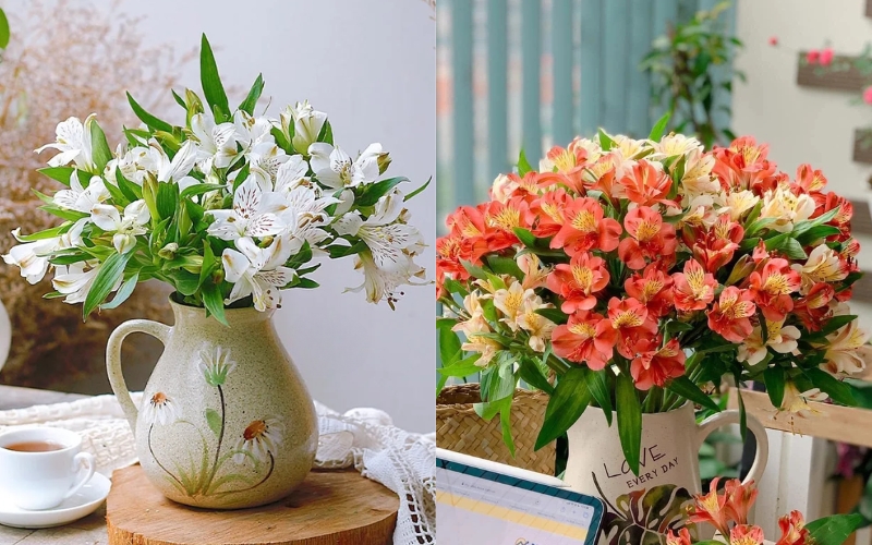 Bình hoa thủy tiên nhỏ xinh được đặt trên bàn làm việc, tạo không khí tươi mới